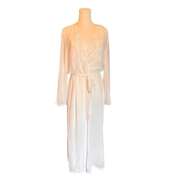 Linea Donatella White Ivory Lace Peignoir Set Nightgown Robe XL Wedding Lingerie - Picture 8 of 8